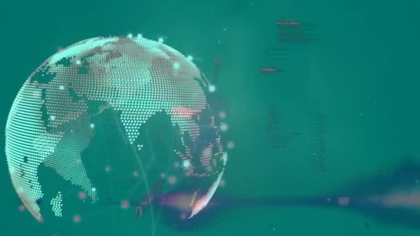 Animation Globe Avec Réseau Connexions Traitement Des Données Concept Global — Video