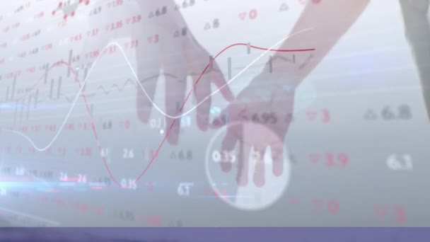Pénzügyi Adatok Feldolgozásának Animációja Kézen Fogva Globális Pénzügy Adatfeldolgozás Technológia — Stock videók