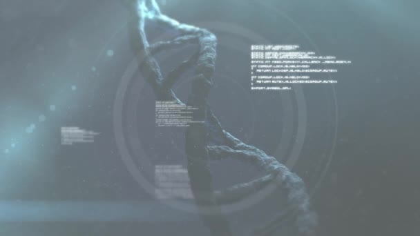 Animation Dna Strand Spinning Data Processing Global Science Research Connections — Stock Video