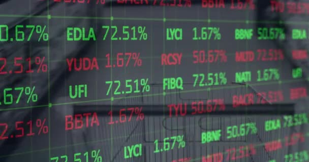 Animación Digital Del Procesamiento Datos Del Mercado Valores Contra Carro — Vídeos de Stock