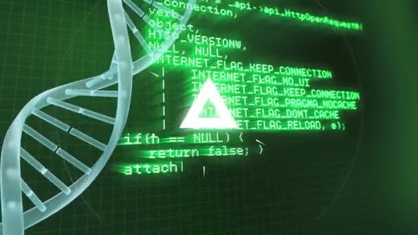 Animation Des Dna Strangs Und Scanner Über Die Datenverarbeitung Globales — Stockvideo