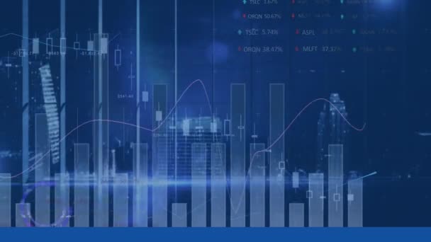 Animace Zpracování Finančních Údajů Zaznamenávání Statistik Globální Koncepce Financí Obchodu — Stock video