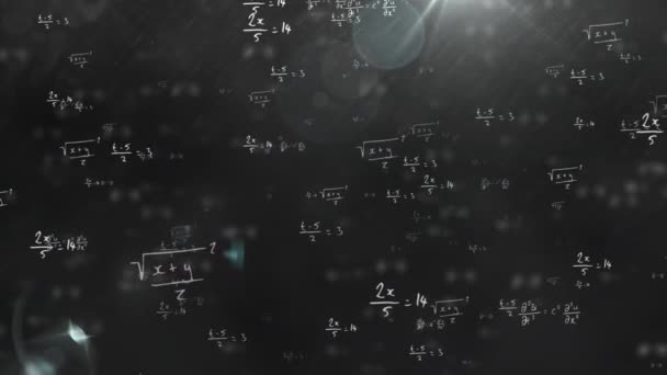 Animación Ecuaciones Matemáticas Sobre Fondo Negro Educación Ciencia Aprendizaje Conocimiento — Vídeo de stock