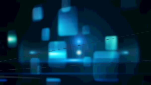 Анимация Сетей Соединений Иконками Синих Экранах Глобальная Обработка Данных Сети — стоковое видео