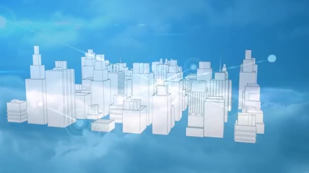 파란색 배경의 애니메이션 글로벌 네트워크 디지털 비디오 — 비디오