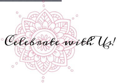 Beyaz arka planda dekoratif çiçek tasarımına karşı olan metni bizimle birlikte kutlayın. davet kart şablonu tasarım kavramı