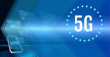 5G metin dijital arayüzlere karşı akıllı telefondan mavi teknolojiye karşı. küresel ağ oluşturma ve bağlantı teknolojisi kavramı