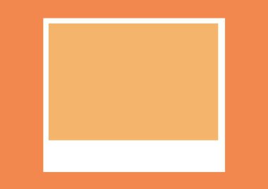 Turuncu zemin üzerinde merkezi kum kopyalama alanı olan beyaz çerçeve tasarımı. Fotokopi alanı ile birlikte dijital olarak oluşturulmuş kart tasarım şablonu kavramı.