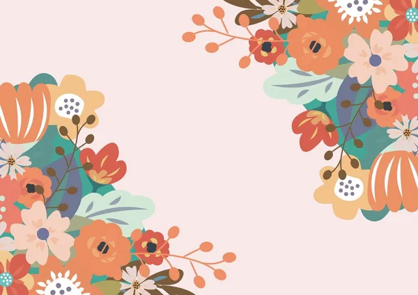 Composition Floral Frame Design Central Copy Space Pink Background Invitation — Stock Photo, Image