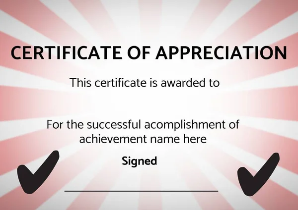 Шаблон Сертифіката Вдячності Простором Копіювання Фоні Рожевого Радіатора Концепція Дизайну — стокове фото