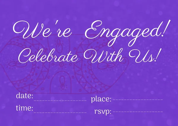 Engagement Celebration Text Copy Space Floral Design Purple Background Engagement — Stock Photo, Image