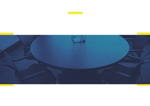Композиція Синього Відтінку Над Ретро Стіл Кімнати Стільці Жовтими Прямокутниками — стокове фото