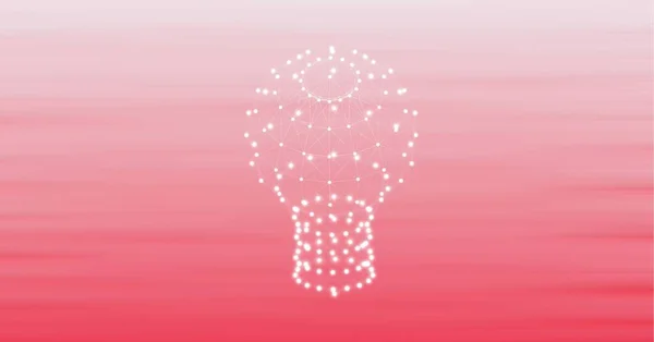 Digitálně Generovaný Obraz Sítě Spojů Tvořících Žárovku Pozadí Růžového Gradientu — Stock fotografie