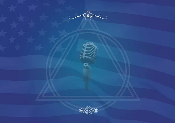 Composition Retro Microphone American Flag Background Patriotism Free Speech Democracy — Stock Photo, Image