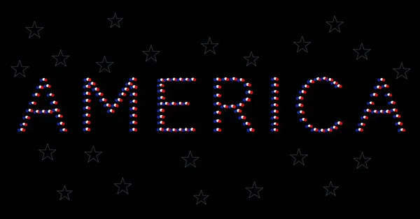 数字生成的美国文本图像和多颗恒星的黑色背景 美国爱国主义和独立模板设计理念 — 图库照片