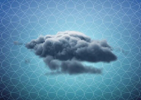 Σύνθεση Του Γκρι Σύννεφο Επιπλέει Πάνω Από Λευκό Περίπλοκο Μοτίβο — Φωτογραφία Αρχείου