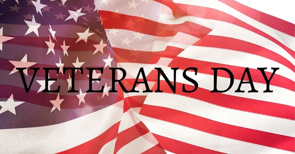 Composition Text Veterans Black Billowing American Flag Patriotism Independence Celebration — Stock Photo, Image