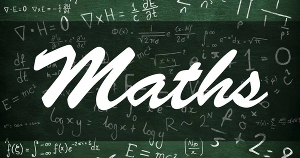 Composición Las Matemáticas Texto Blanco Sobre Pizarra Con Ecuaciones Matemáticas —  Fotos de Stock