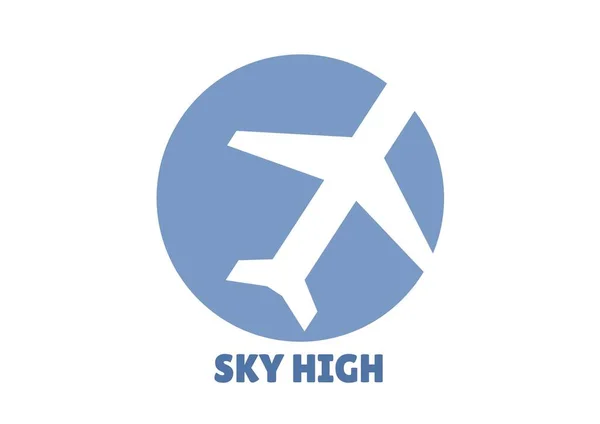 白い上に青い円に白い飛行機と空の高いテキストの構成 休日や旅行ガイドのデザインテンプレートコンセプトデジタルで生成された画像 — ストック写真