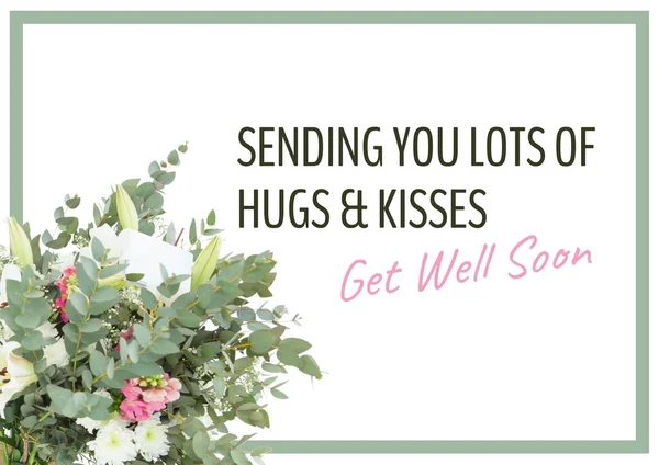 Composition Well Wishes Text Flowers Get Well Wishes Communication Concept — Stock Photo, Image