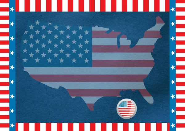 Složení Bílých Hvězd Červených Bílých Modrých Pruhů Mapy Americké Vlajky — Stock fotografie