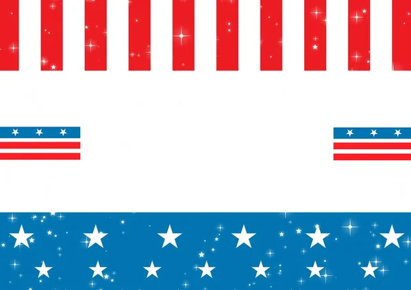 Komposition Von Sternen Und Streifen Der Amerikanischen Flagge Auf Weiß — Stockfoto