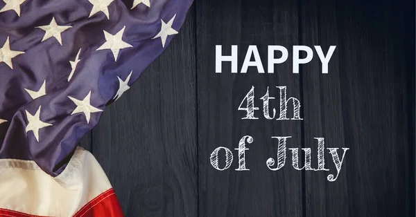 Sammansättning Vit Text Glad Juli Svart Med Amerikansk Flagga Patriotism — Stockfoto