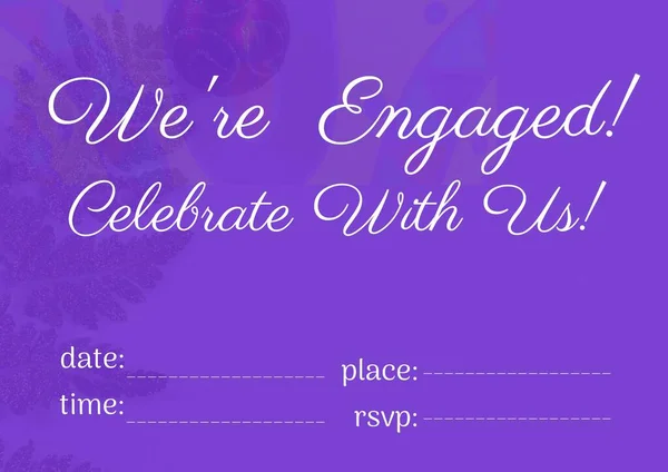 Engagement Celebration Text Copy Space Floral Design Purple Background Engagement — Stock Photo, Image