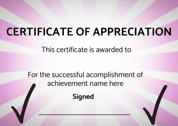 Шаблон Сертифіката Вдячності Простором Копіювання Пурпуровому Радіальному Фоні Концепція Дизайну — стокове фото
