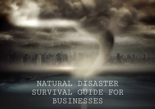 Composizione Del Testo Sopravvivenza Alle Calamità Naturali Bianco Tornado Paesaggio — Foto Stock