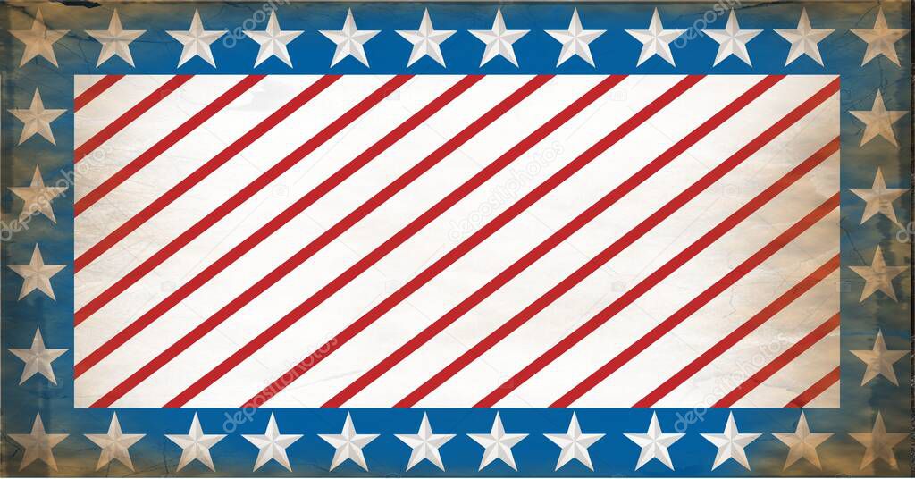 Composition of distressed american flag stars and diagonal stripes pattern. united states of america patriotism and independence concept digitally generated image.