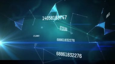 Dünya 'nın animasyonu, sayılar, bağlantılar ağı ve veri işleme. küresel iş, veri işleme, teknoloji ve dijital arayüz kavramı dijital olarak oluşturulmuş video