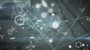 Mavi arkaplandaki bağlantı ağının canlandırılması. küresel ağlar ve bağlantılar, dijital arayüz konsepti dijital olarak oluşturulmuş video.