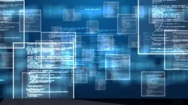 Dijital ekranlar üzerinden veri işleme animasyonu. küresel hesaplama, veri işleme, teknoloji ve bağlantı konsepti dijital olarak oluşturulmuş video.