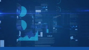 Finansal veri işleme ve istatistik kaydının animasyonu. küresel finans, iş, teknoloji ve bağlantılar konsepti dijital olarak oluşturulmuş video.