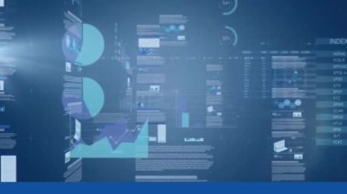 Finansal veri işleme ve istatistik kaydının animasyonu. küresel finans, iş, teknoloji ve bağlantılar konsepti dijital olarak oluşturulmuş video.