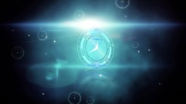 Bağlantı ağlarıyla birlikte saatin animasyonu hızla ilerliyor. küresel bilim, ağlar, teknoloji ve bağlantılar konsepti dijital olarak oluşturulmuş video.