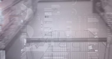 Marketteki alışveriş arabalarına karşı istatistiksel veri işleme dijital animasyonu. çevrimiçi satın alma ve alışveriş kavramı