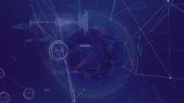 Mor arkaplanda tarama yapan bağlantı ağının animasyonu. küresel bağlantılar ve ağlar konsepti dijital olarak oluşturulmuş video.
