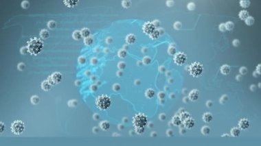 Dünya ve covid 19 hücrenin animasyonu. küresel covid 19 salgın konsepti dijital olarak oluşturulmuş video.