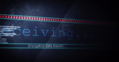 Ekranda titreşen dijital arayüzü alan metin animasyonu. küresel bağlantılar, veri işleme, hesaplama ve dijital arayüz kavramı dijital olarak oluşturulmuş video.