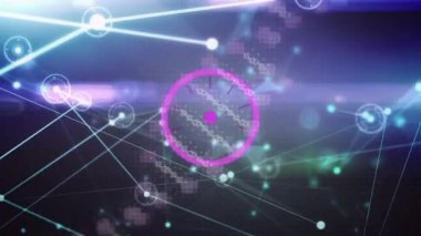 Dna iplikçiklerinin kapsam ve bağlantı ağıyla dönmesi animasyonu. küresel bilim, ağlar, teknoloji ve bağlantılar konsepti dijital olarak oluşturulmuş video.