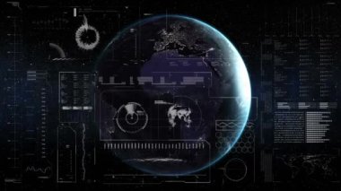 Tüm dünyada istatistik ve veri işleme animasyonları. küresel iş, ağlar, bağlantılar ve dijital arayüz konsepti dijital olarak oluşturulmuş video.