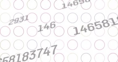 Beyaz arka plandaki ekranlarda değişen ve veri işleme numaralarının animasyonu. küresel ağlar ve bağlantılar, dijital arayüz konsepti dijital olarak oluşturulmuş video.