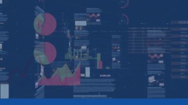 Finansal veri işleme ve istatistik kaydının animasyonu. küresel finans, iş, teknoloji ve bağlantılar konsepti dijital olarak oluşturulmuş video.