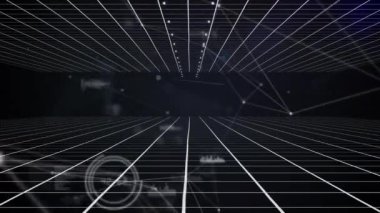 Izgara üzerinden bağlantı ve istatistik ağının animasyonu. küresel bağlantılar, teknoloji ve veri işleme kavramı dijital olarak oluşturulmuş video.