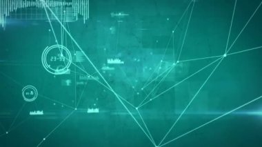 Yeşil arkaplanda bağlantılar ve veri işleme ağının animasyonu. küresel bağlantılar, iş, teknoloji ve ağ konsepti dijital olarak oluşturulmuş video.
