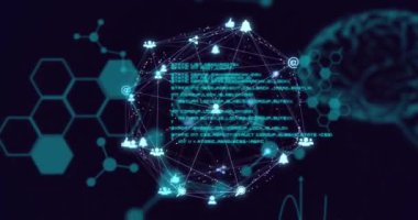 İnsan beyni ve veri işleme ağı animasyonu. küresel bilim, ağlar ve bağlantılar dijital arayüz konsepti dijital olarak oluşturulmuş video.