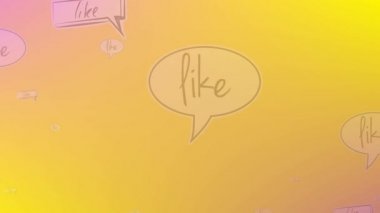 Sarı arkaplanda konuşma baloncuklarındaki metin simgelerinin canlandırması. küresel internet, iletişim ve sosyal medya konsepti dijital olarak oluşturulmuş video.