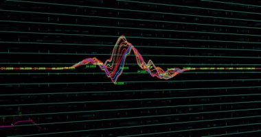 Finansal veri işleme ve istatistik kaydının animasyonu. küresel iş, finans, bağlantılar ve dijital arayüz konsepti dijital olarak oluşturulmuş video.